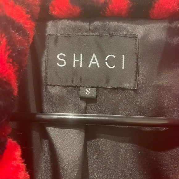 Shaci cheetah red and black fur jacket- size small - Picture 3 of 3